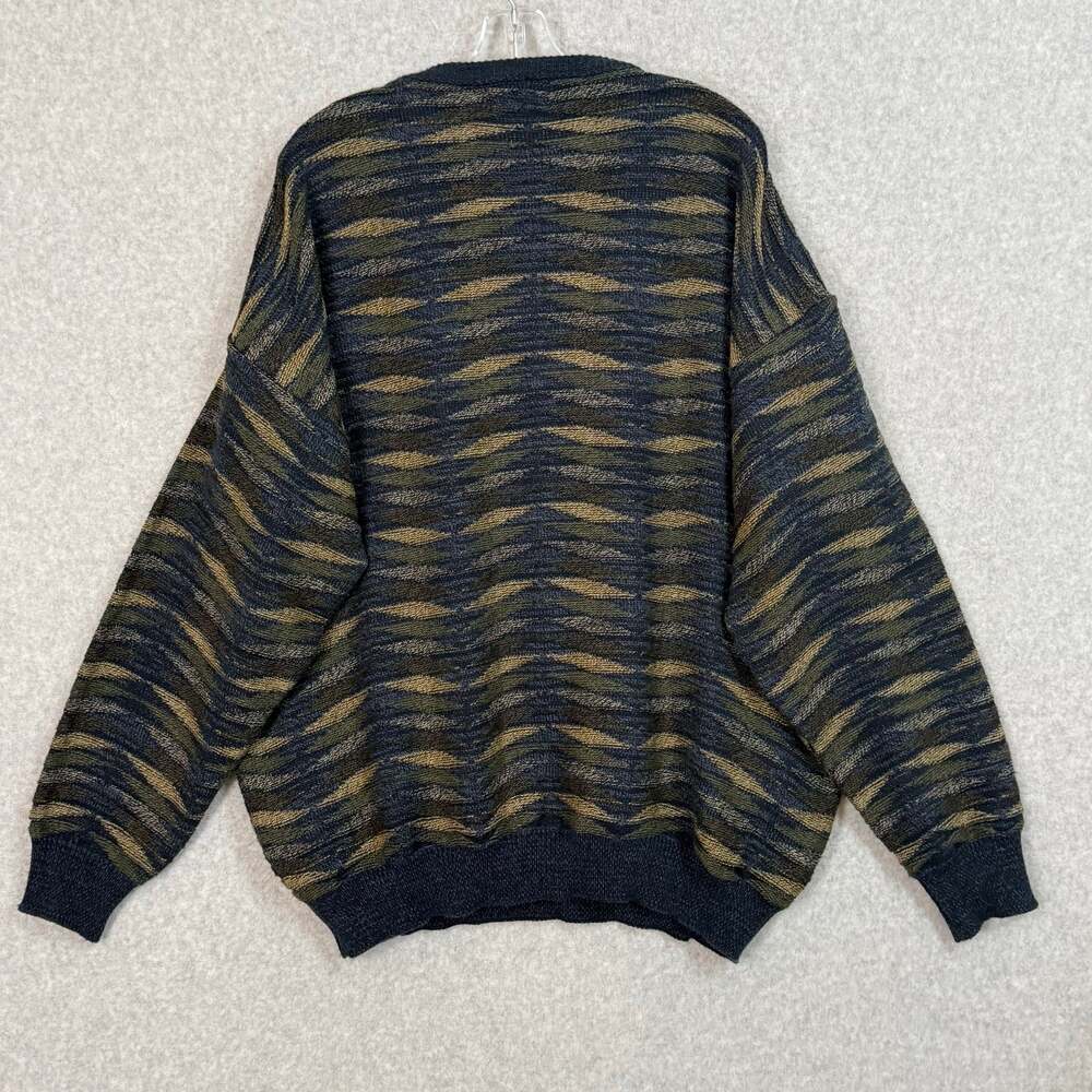 Vtg Taylor & Henry Sweater Size 2X Big Textured Cosby Grampa Abstract Pullover - Picture 6 of 13